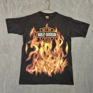 Harley-Davidson Flames NYC Tee Men’s L Black Vintage 1993 Holoubek A5-32